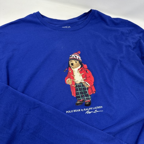 Ralph Lauren Other - Polo Bear by Ralph Lauren Winter Bear W/Beanie Blue Crew Neck Long Sleeve Mens L
